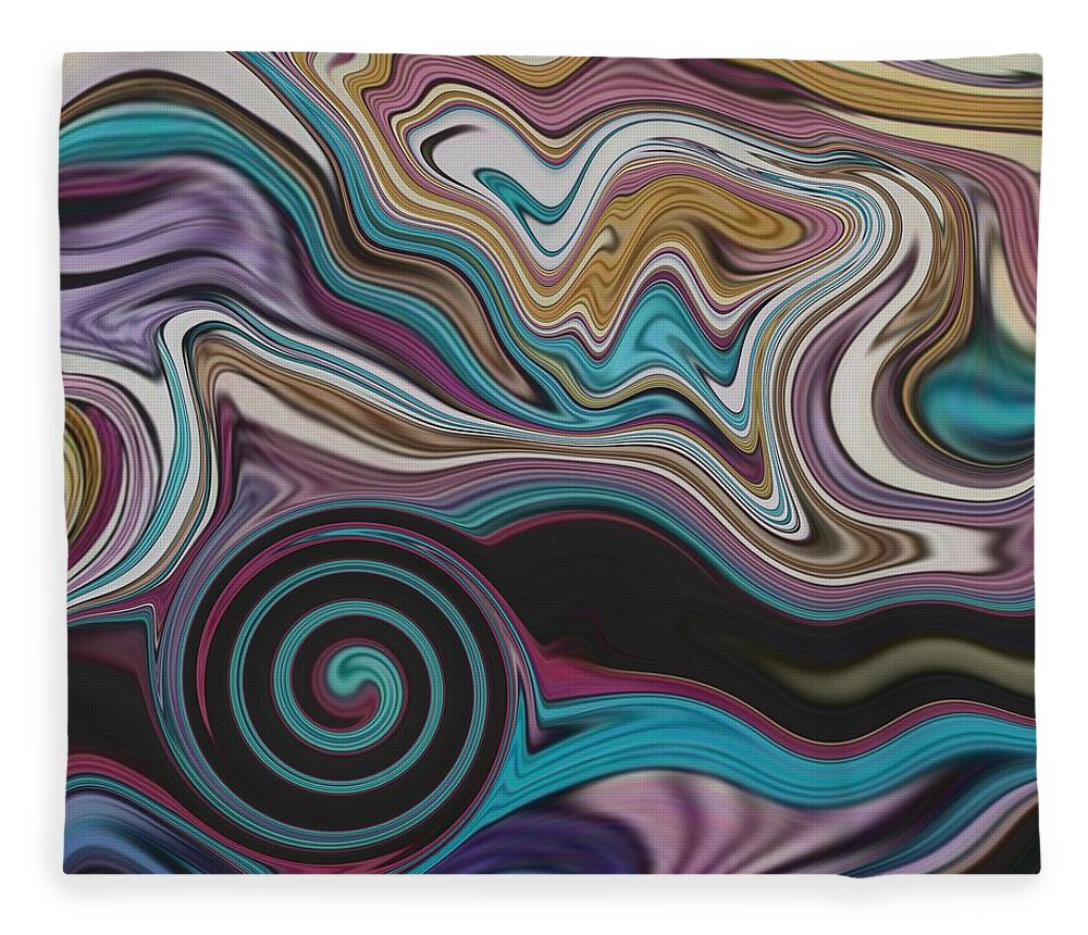 Abstract Fleece Blanket featuring the painting Abstract Art - Colorful Fluid Painting Marble Pattern Colorful by Patricia Piotrak