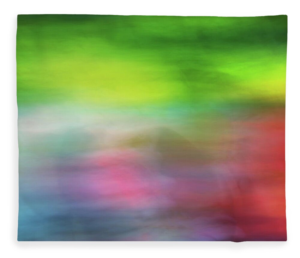 Abstract Fleece Blanket featuring the photograph Abstract blurred rainbow lines background of fractal artwork by Teri Virbickis