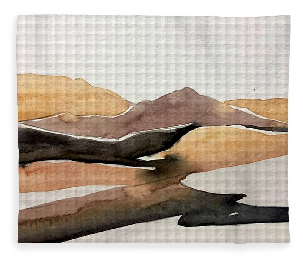 #faatoppicks Fleece Blanket featuring the painting Abstract Desert by Luisa Millicent