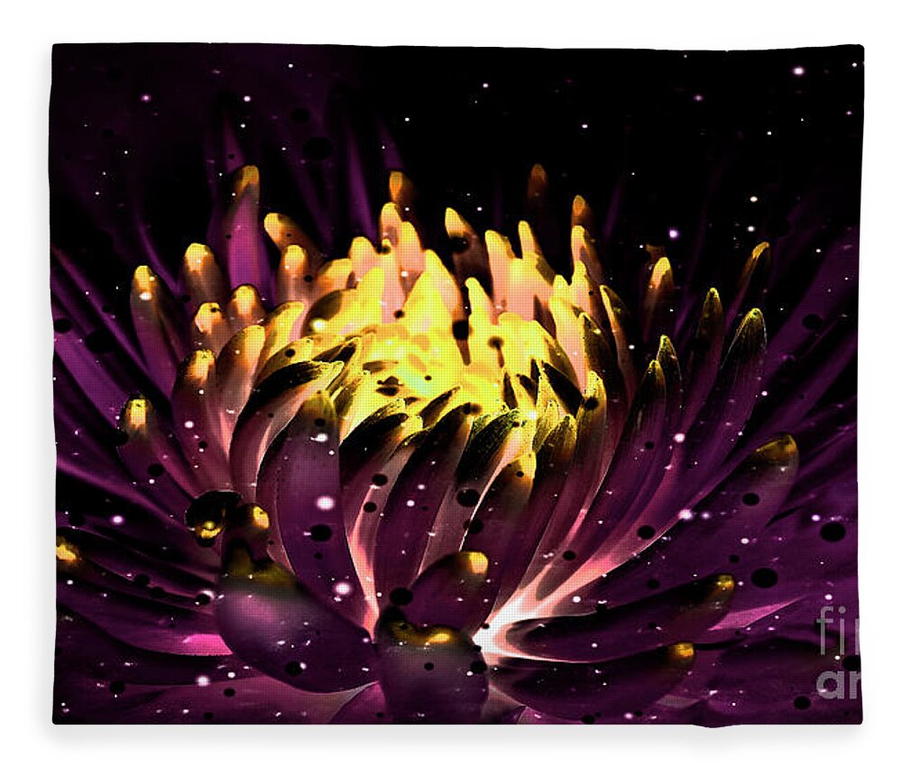 Abstract Fleece Blanket featuring the photograph Abstract Digital Dahlia Floral Cosmos 891 by Ricardos Creations