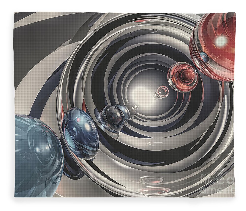 Three Dimensional Fleece Blanket featuring the digital art Abstract Lens Reflections by Phil Perkins