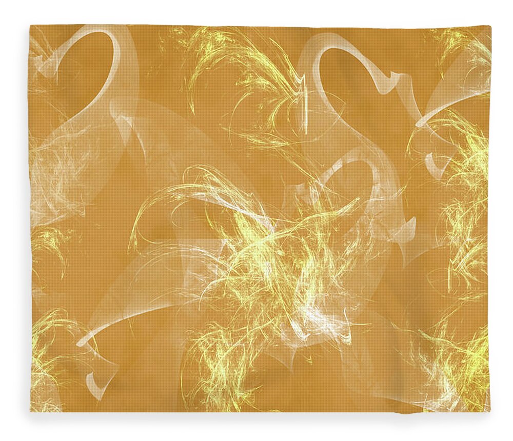 Abstract Fleece Blanket featuring the digital art Abstract Splatters of Yellow by Sandra J's