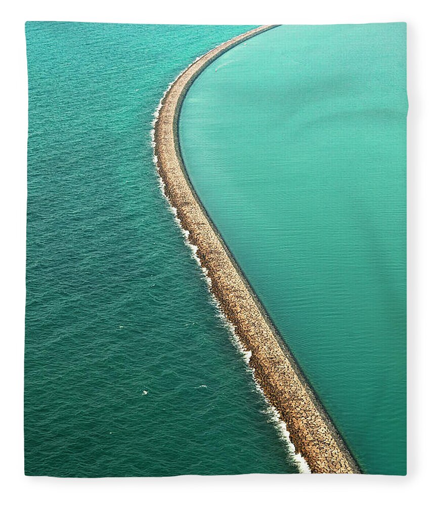 Tranquility Fleece Blanket featuring the photograph Abu Dhabi - Lulu Island Outer Barrier by Figurative Speech