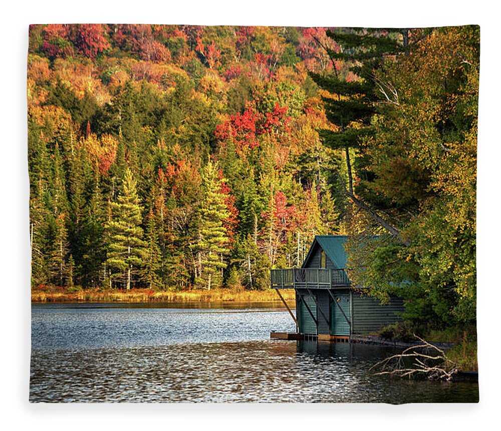 Adirondacks Fleece Blanket featuring the photograph Adirondack Colors by Rod Best