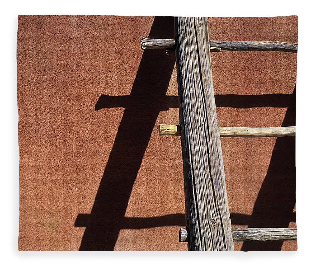 Steps Fleece Blanket featuring the photograph Adobe Wooden Ladder by Akajeff