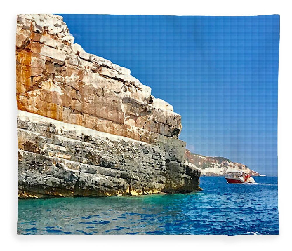 Adriatic Sea Fleece Blanket featuring the photograph Adriatic Cliffs by Tom Johnson