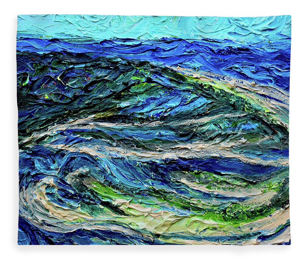 Presque Isle Fleece Blanket featuring the painting Aerial View of Presque Isle Lake Erie by Anne Cameron Cutri