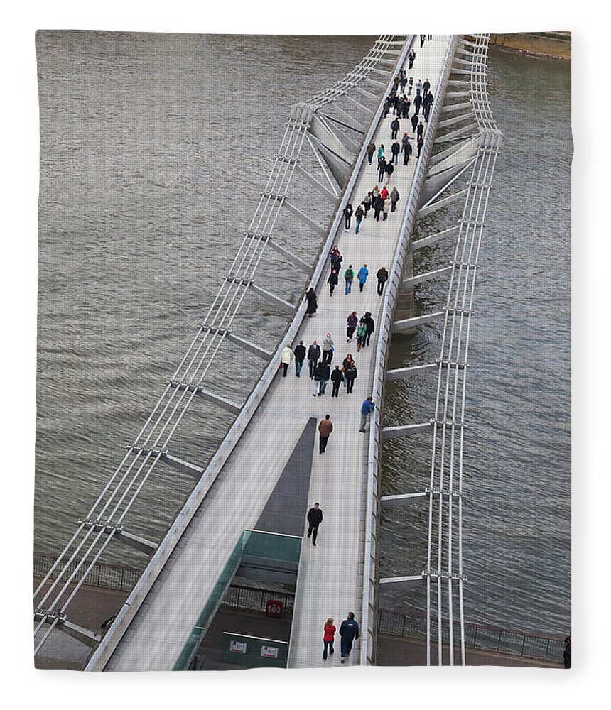 London Millennium Footbridge Fleece Blanket featuring the photograph Aerial View Of The Millennium Bridge by Future Light