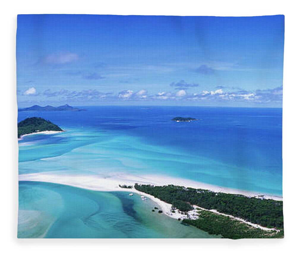 Tranquility Fleece Blanket featuring the photograph Aerial View Of Whitehaven Beach by Holger Leue