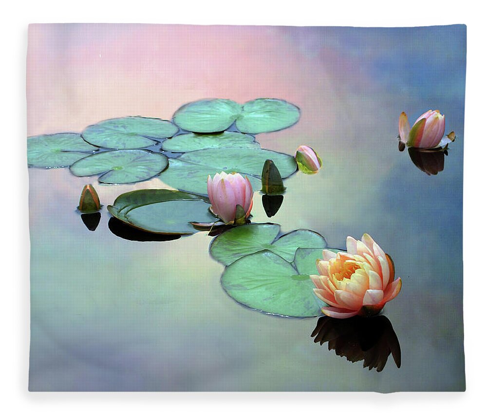 Lilies Fleece Blanket featuring the photograph Afloat by Jessica Jenney