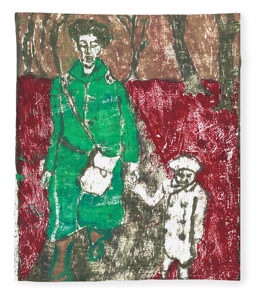 Painting Fleece Blanket featuring the painting After Billy Childish Painting OTD 45 by Edgeworth Johnstone