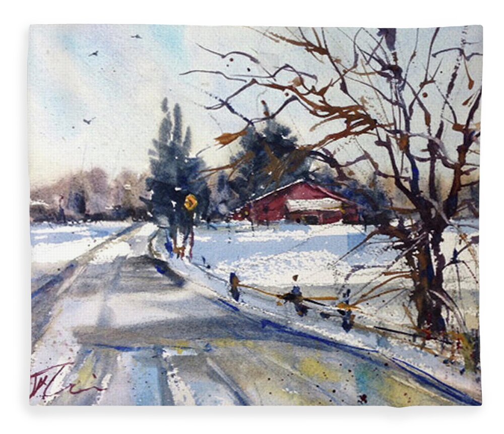 Winter Fleece Blanket featuring the painting After the Snowfall by Judith Levins