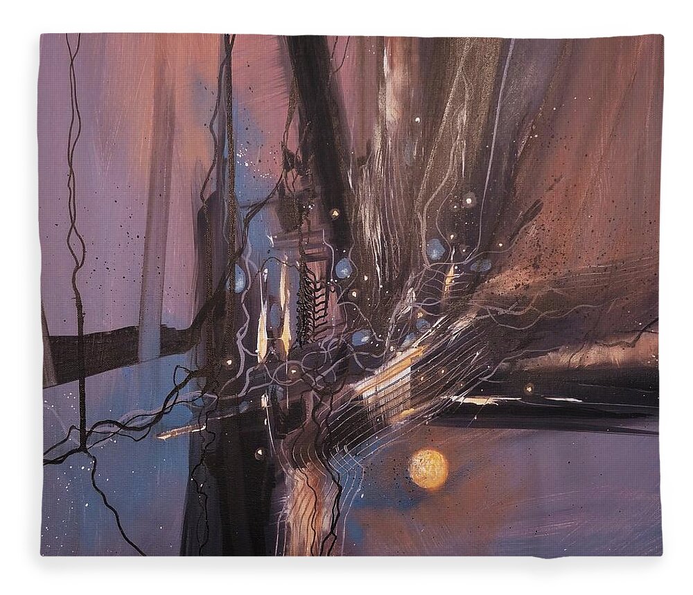 Abstract Fleece Blanket featuring the painting Afterglow by Tom Shropshire