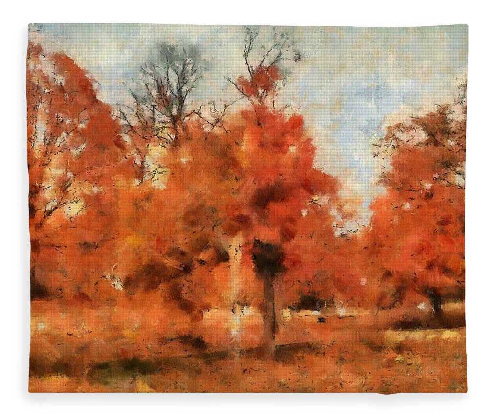 Fall Fleece Blanket featuring the mixed media Afternoon in the Cemetery I by Christopher Reed