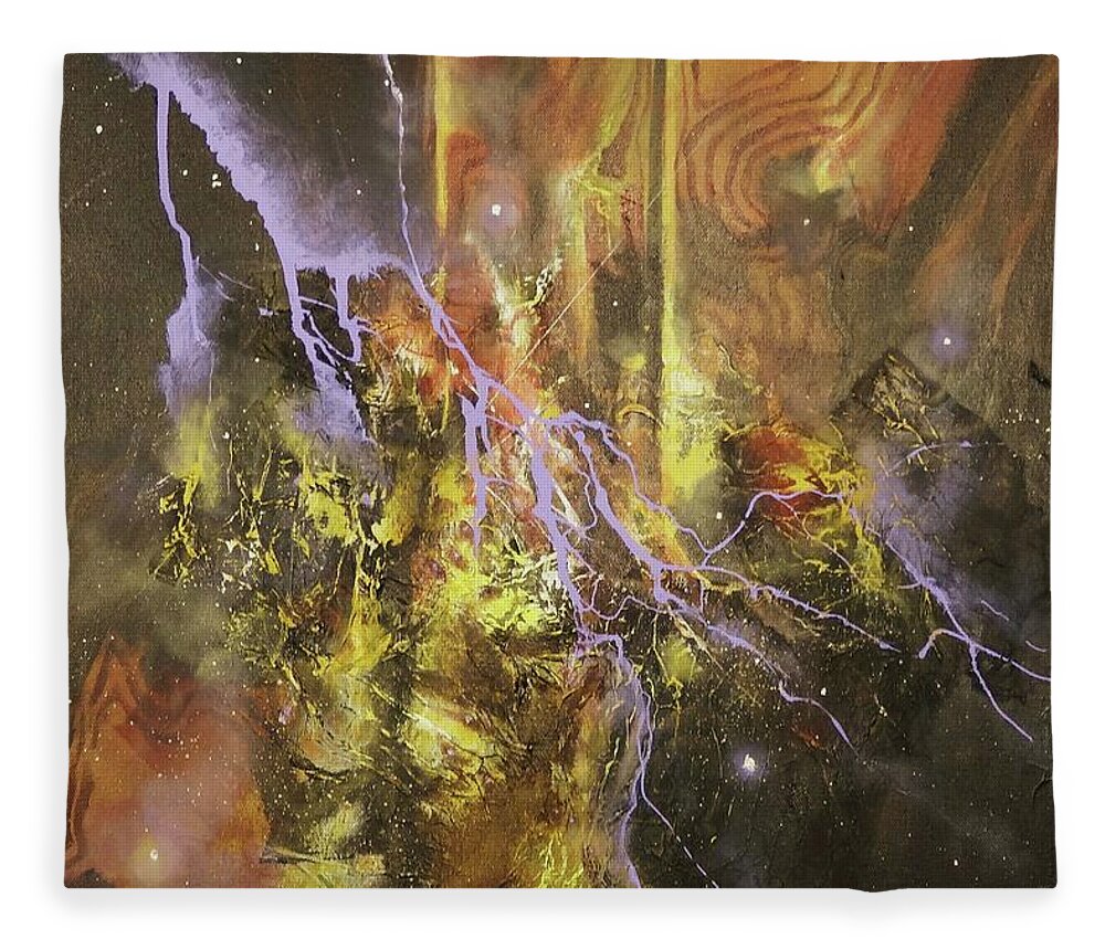 Abstract Fleece Blanket featuring the painting Against the Grain by Tom Shropshire