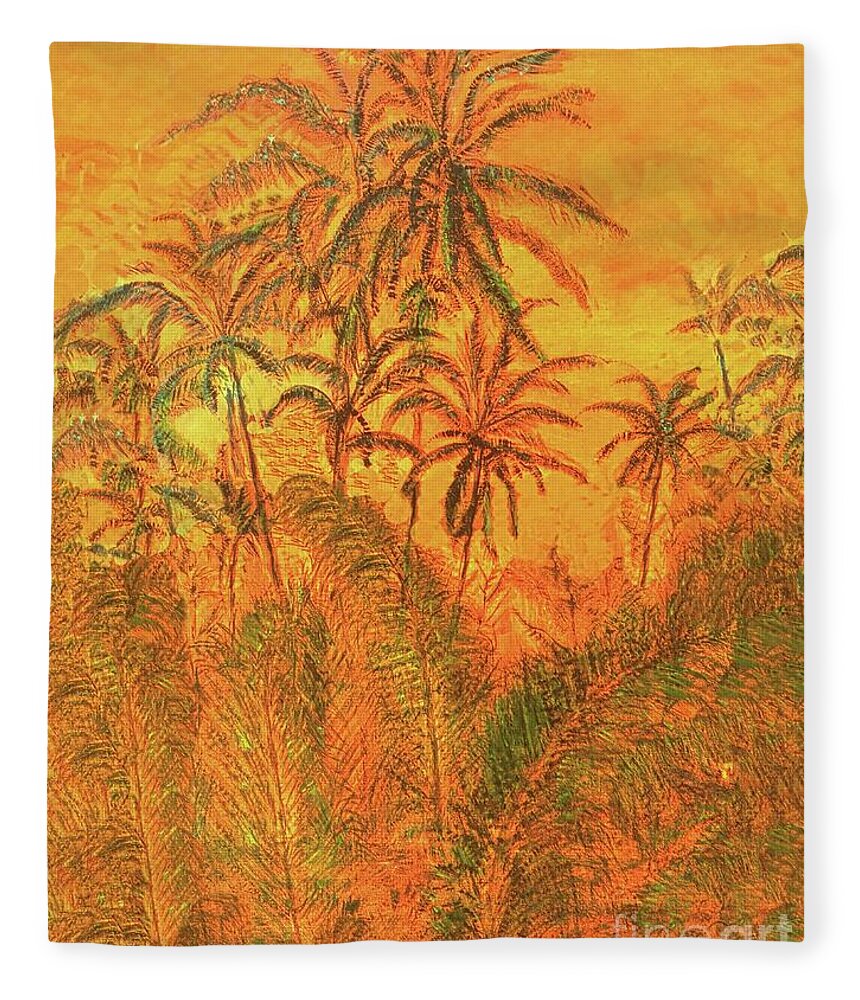 Mahina Fleece Blanket featuring the painting Summer Evening by Michael Silbaugh