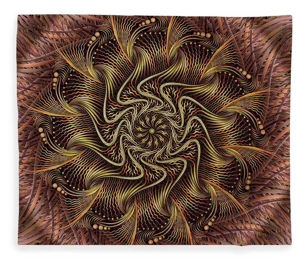 Pinwheel Mandala Fleece Blanket featuring the digital art Allemande Twist by Becky Titus