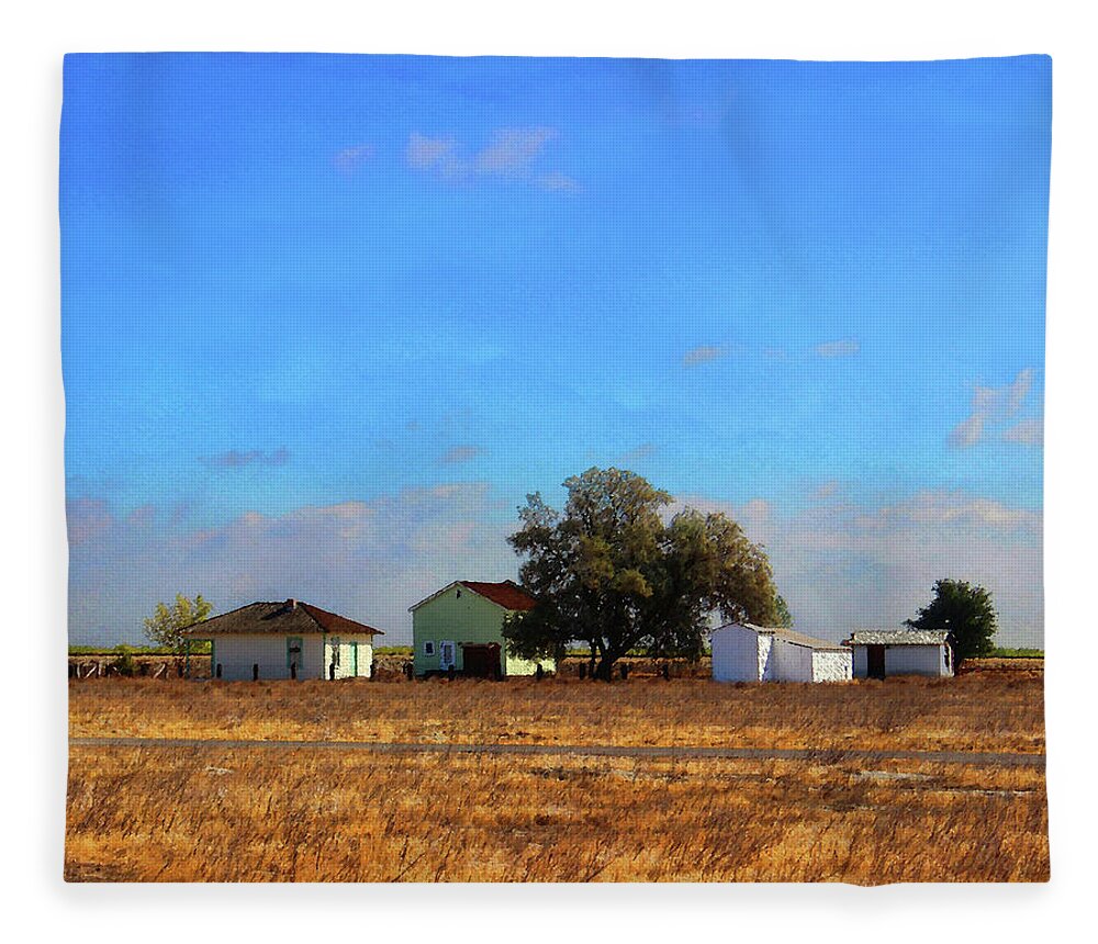 Allensworth State Historic Park. California Fleece Blanket featuring the photograph Allensworth Farmstead by Timothy Bulone