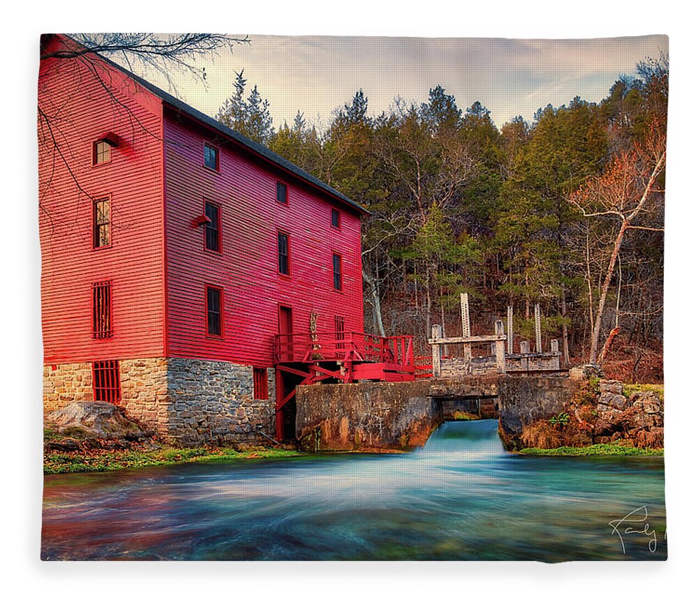 Missouri Mill Fleece Blanket featuring the photograph Alley Springs Mill by Randall Allen