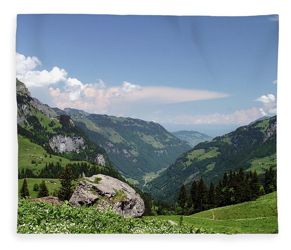Scenics Fleece Blanket featuring the photograph Alpine Valley by Nmb167
