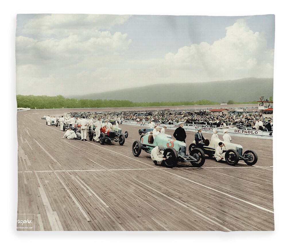 Altoona Fleece Blanket featuring the photograph Altoona Speedway 1926 by Retrographs