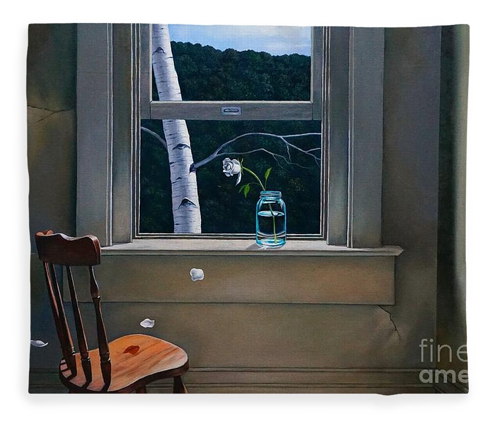 Window Fleece Blanket featuring the painting Always Here by Christopher Shellhammer