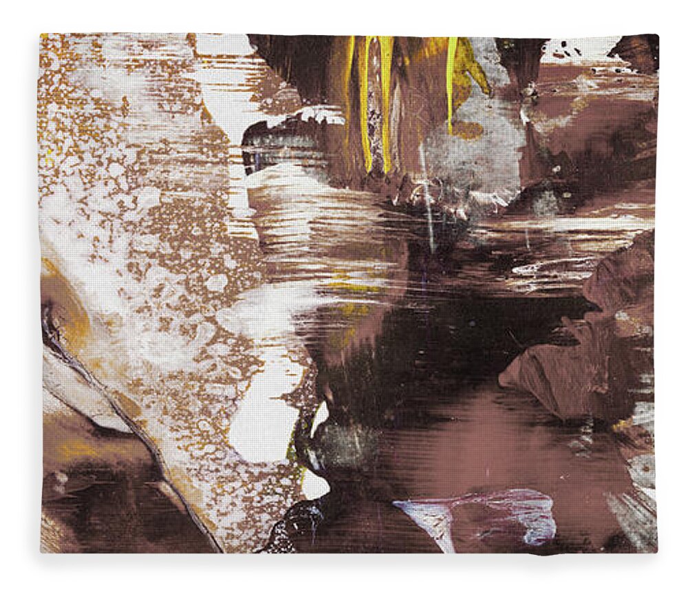 Abstract Fleece Blanket featuring the painting Always On My Mind - Brown Contemporary Abstract Painting by Modern Abstract