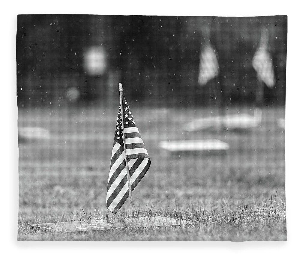 Patriotic Fleece Blanket featuring the photograph Black and White Photography - Veterans by Amelia Pearn