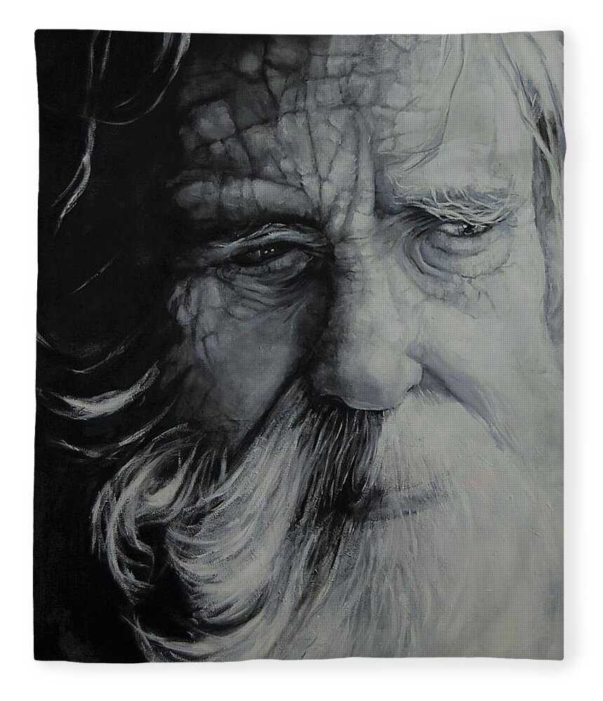 Senior Fleece Blanket featuring the painting An Obscure Man by Jean Cormier
