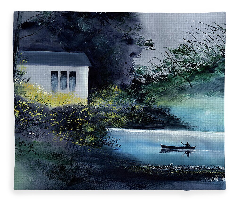 Nature Fleece Blanket featuring the painting Another White House by Anil Nene