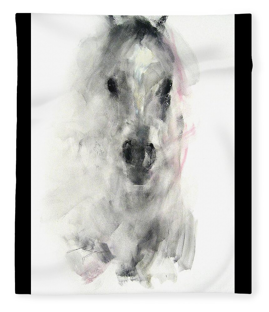 Horse Fleece Blanket featuring the painting Anson by Janette Lockett
