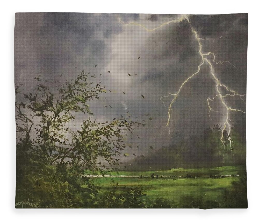 Storm Fleece Blanket featuring the painting April Storm by Tom Shropshire