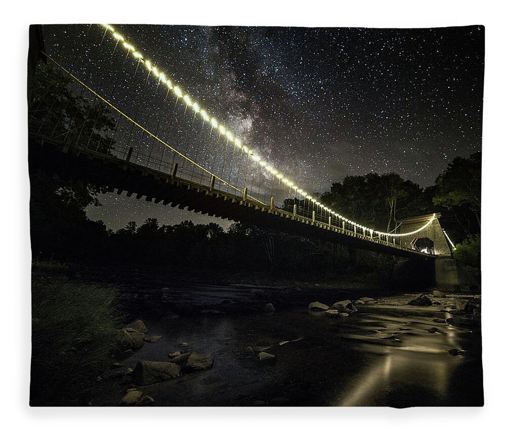 Wire Bridge Fleece Blanket featuring the photograph Arches Over Water by John Meader