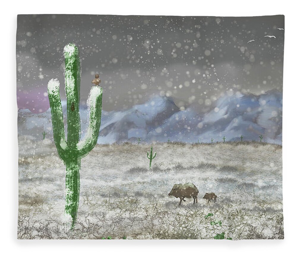 Tucson Fleece Blanket featuring the digital art Arizona Blizzard by Chance Kafka