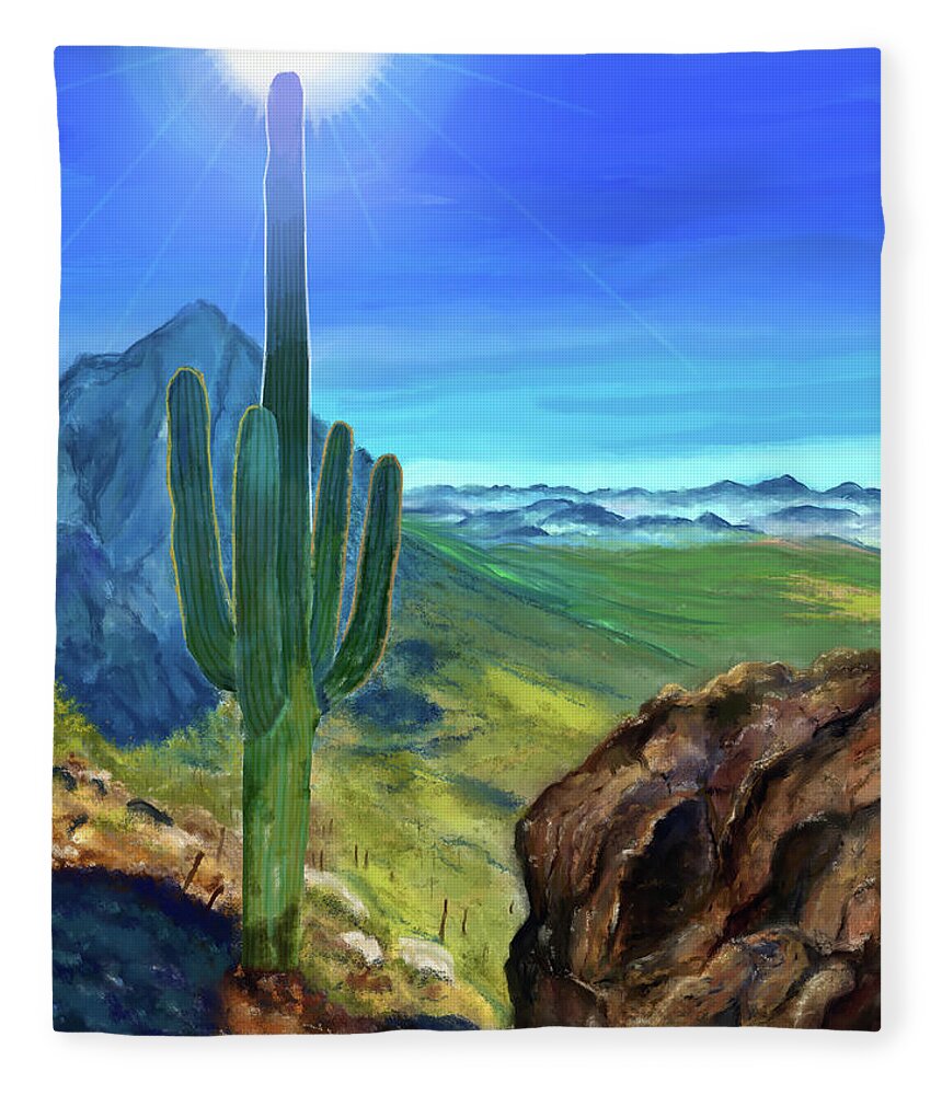 Arizona Fleece Blanket featuring the digital art Arizona Heat by Susan Kinney
