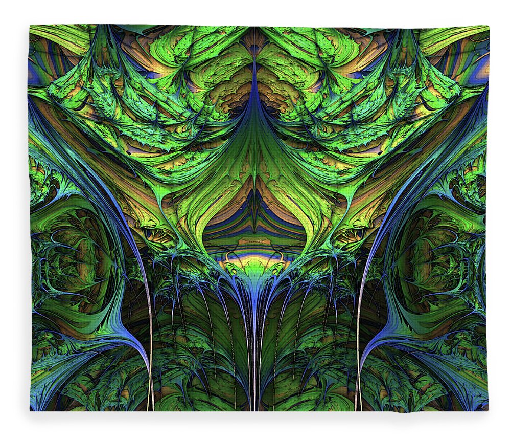 Fractal Fleece Blanket featuring the digital art The Green Man by Bernie Sirelson