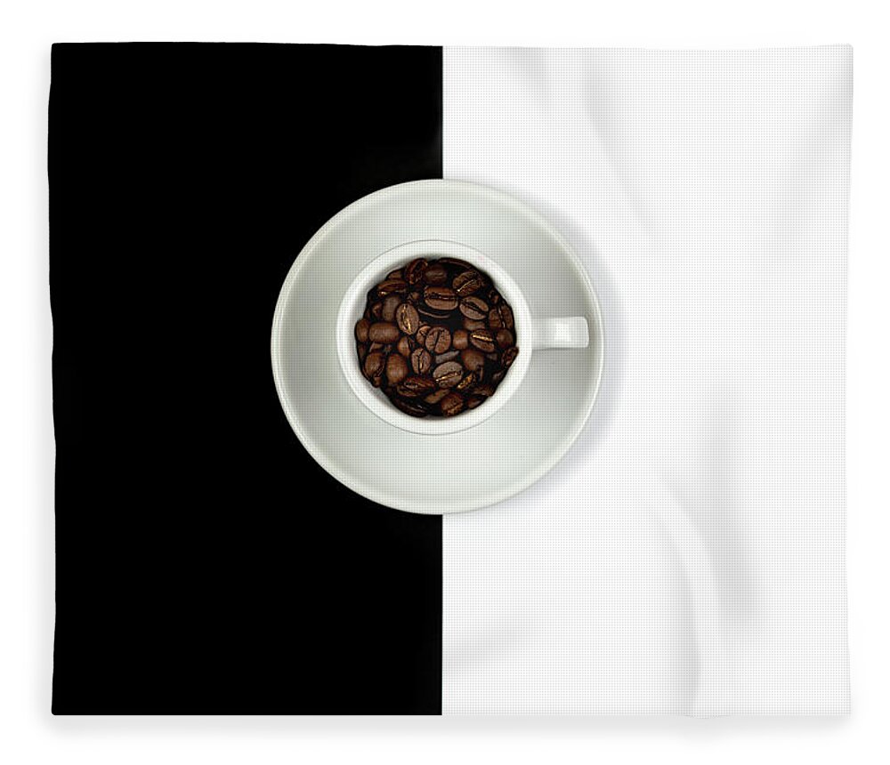 Still-life Fleece Blanket featuring the photograph Aromatic Coffee beans on the pot by Michalakis Ppalis