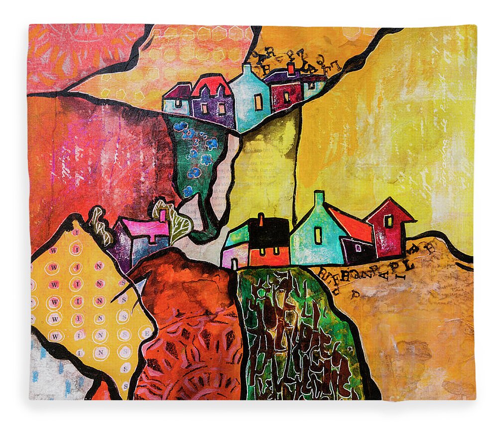  Painting Fleece Blanket featuring the mixed media Art Land 4 by Ariadna De Raadt
