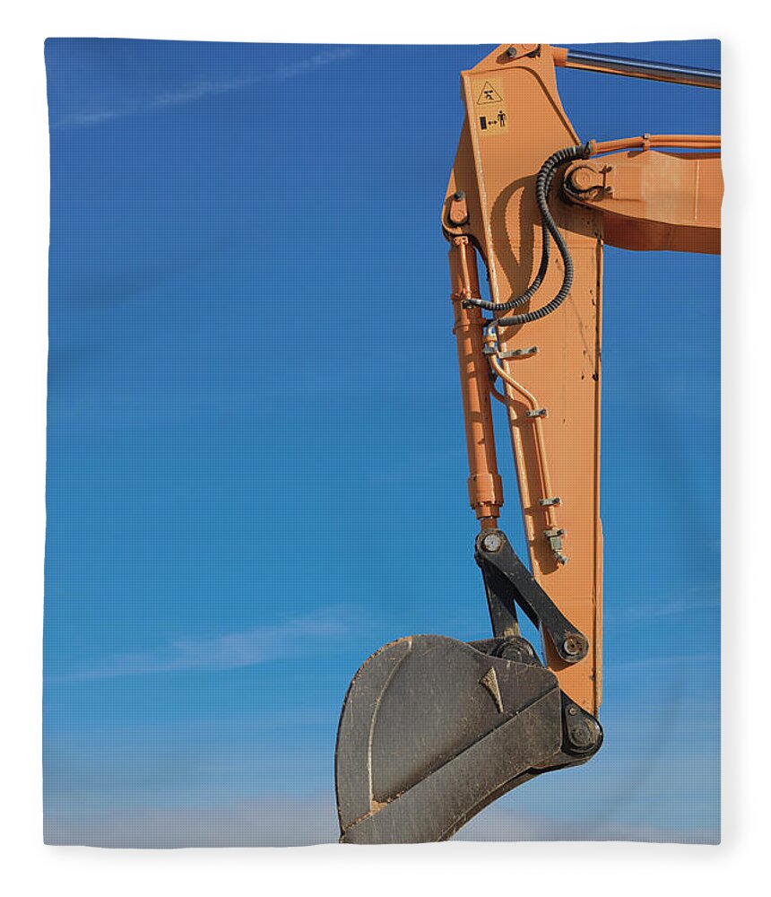 Working Fleece Blanket featuring the photograph Articulated Arm And Scoop Of Mechanical by Ken Welsh / Design Pics