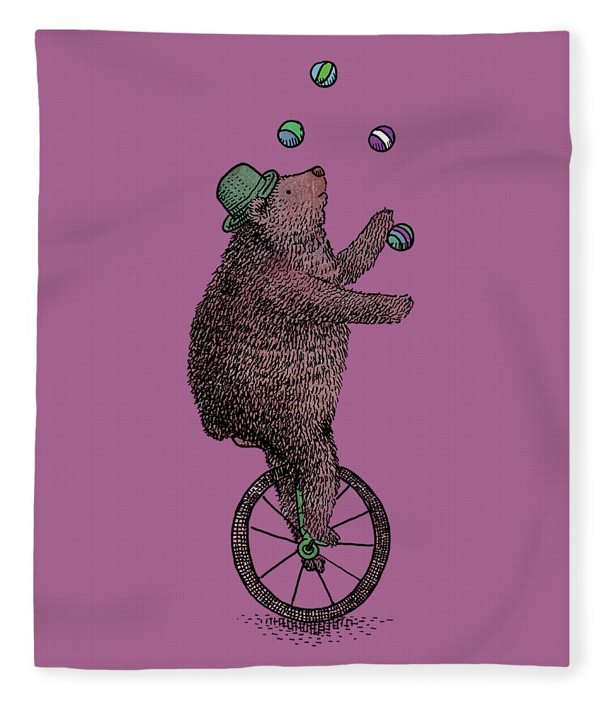 Bear Fleece Blanket featuring the drawing The Juggler by Eric Fan