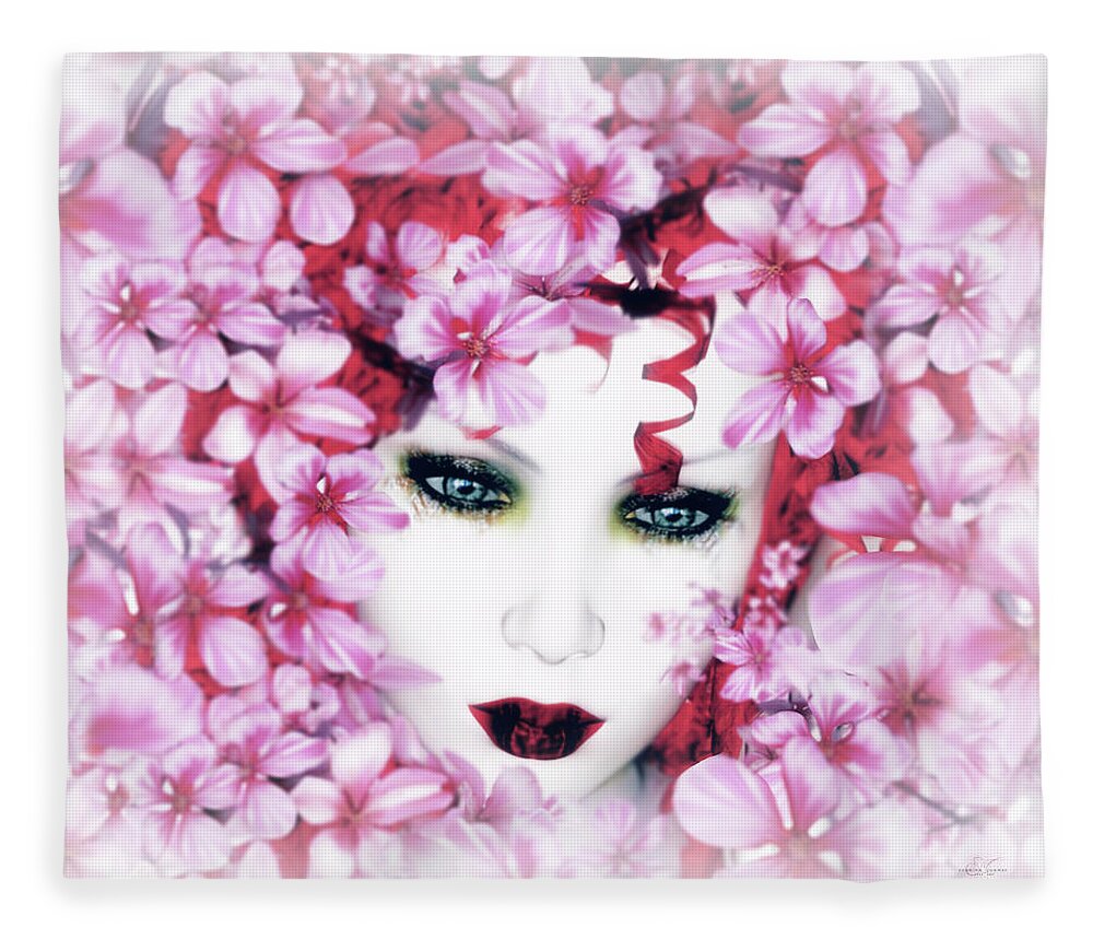 Butterfly Fleece Blanket featuring the digital art Madame Butterfly by Shanina Conway