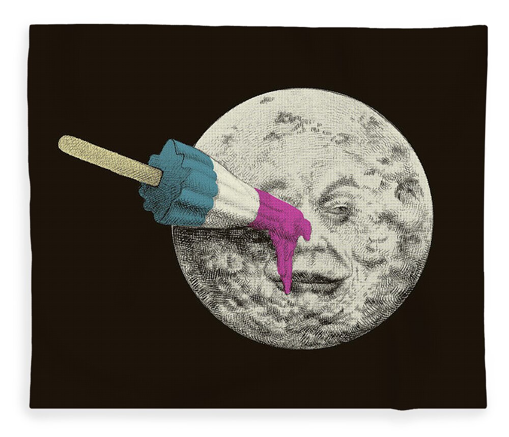 Moon Fleece Blanket featuring the drawing Summer Voyage - Option #1 by Eric Fan