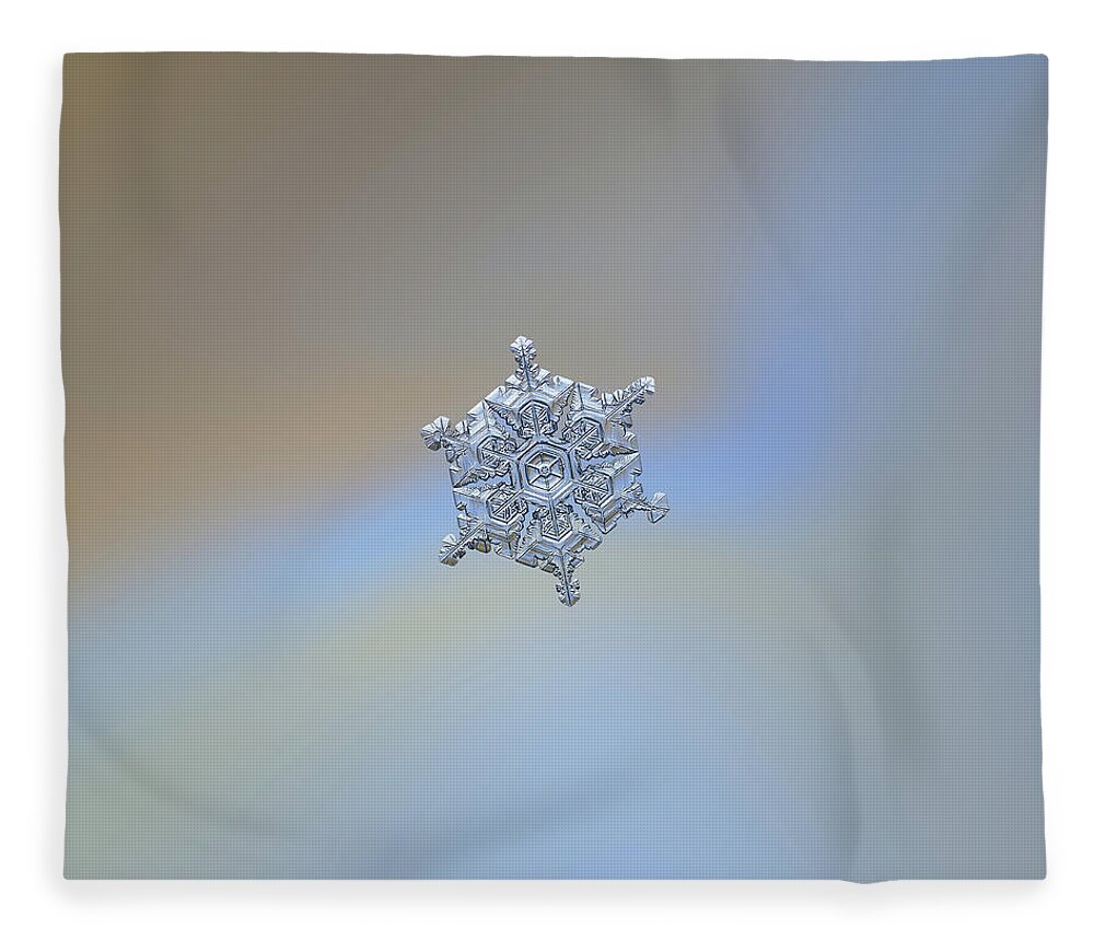 Snowflake Fleece Blanket featuring the photograph Real snowflake - 05-Feb-2018 - 18 by Alexey Kljatov