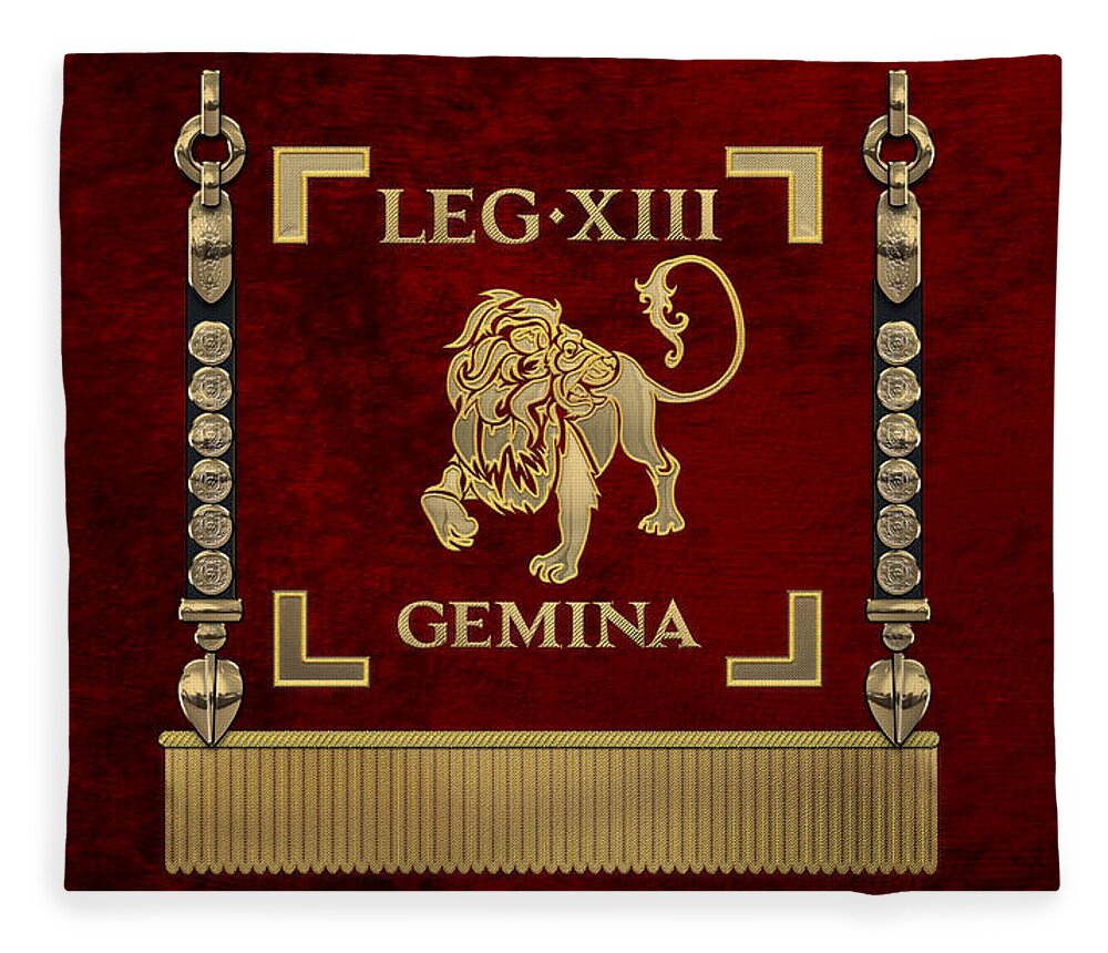 ‘rome’ Collection By Serge Averbukh Fleece Blanket featuring the digital art Standard of the 13th Legion Geminia - Vexillum of 13th Twin Legion by Serge Averbukh