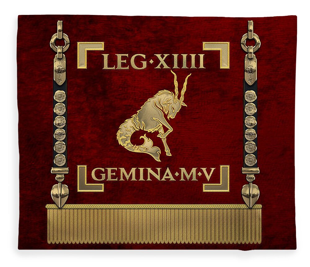 ‘rome’ Collection By Serge Averbukh Fleece Blanket featuring the digital art Standard of the 14th Legion Gemina - Vexillum of The Twinned Fourteenth Legion Gemina Martia Victrix by Serge Averbukh