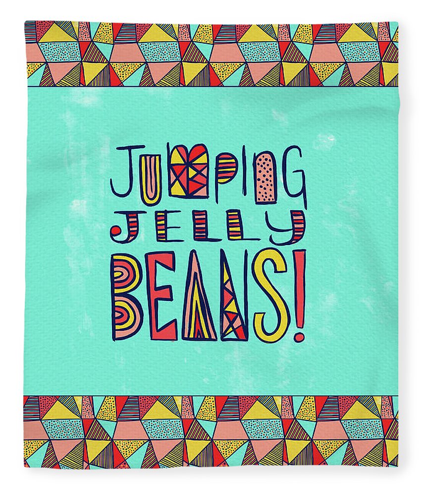 Jumping Jelly Beans Fleece Blanket featuring the painting Jumping Jelly Beans by Jen Montgomery