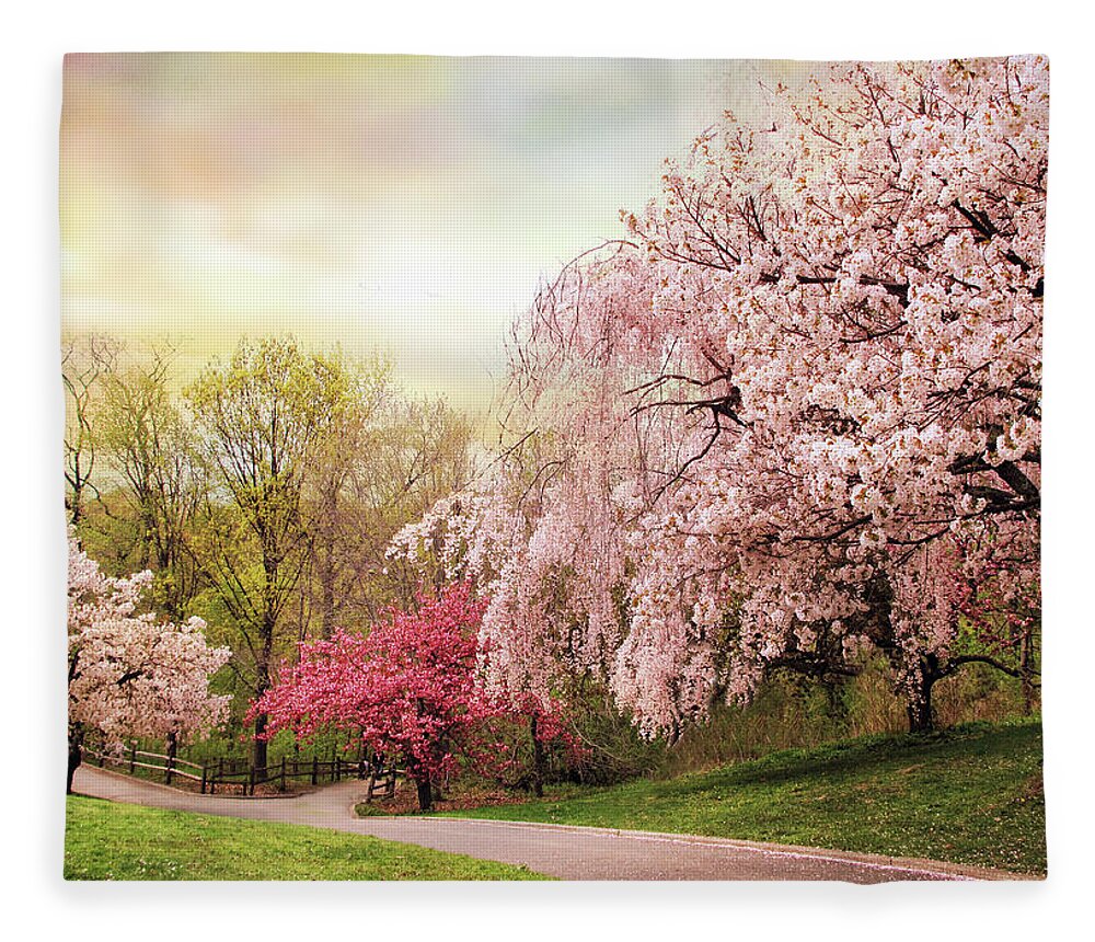 Nature Fleece Blanket featuring the photograph Asian Cherry Grove by Jessica Jenney