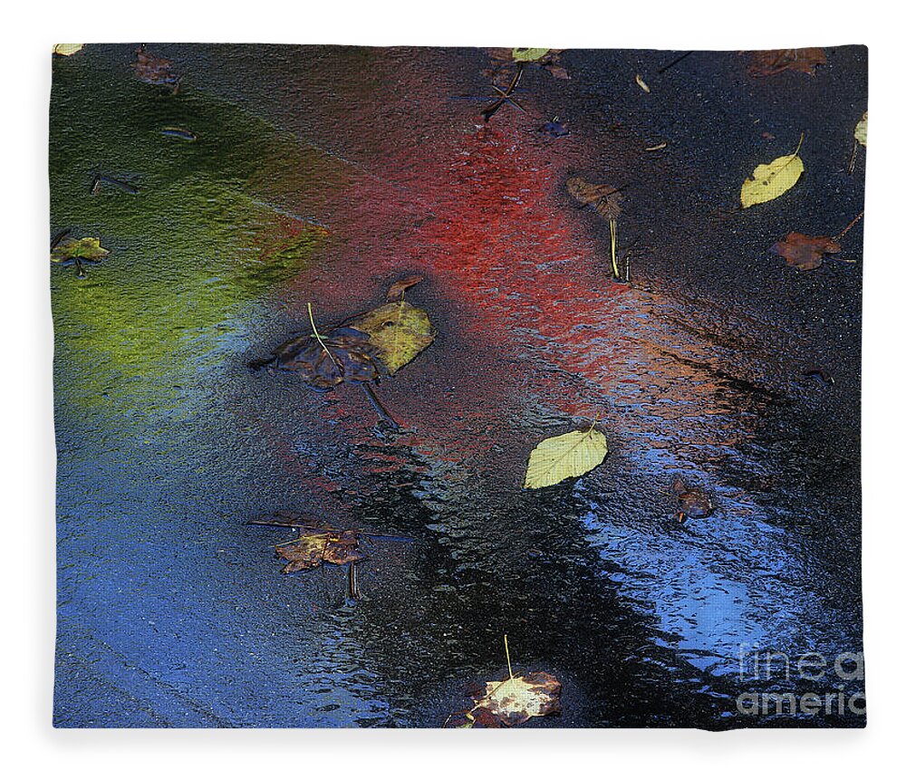 Asphalt Fleece Blanket featuring the photograph Asphalt Autumn by Mike Eingle