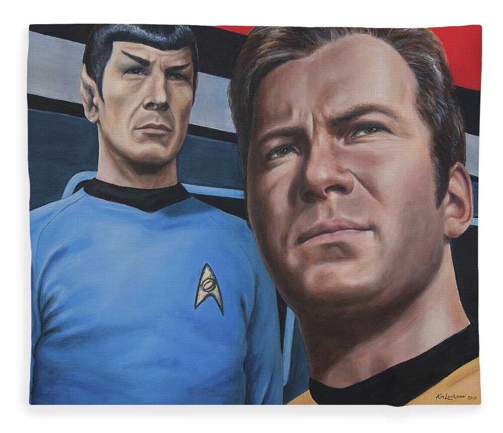 Star Trek Fleece Blanket featuring the painting Assessing A Formidable Opponent by Kim Lockman
