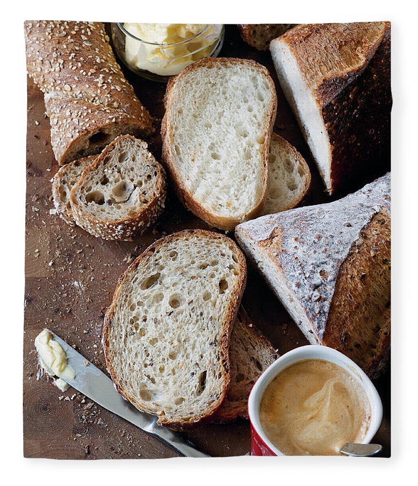 Baguette Fleece Blanket featuring the photograph Assorted Bread by A.y. Photography